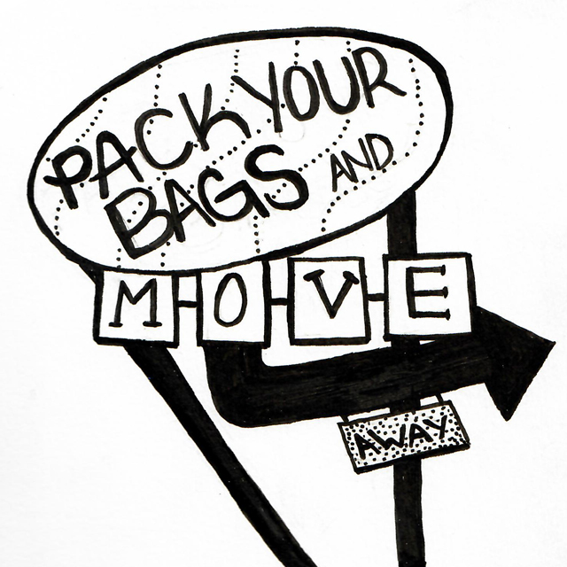 pack your bags and move away motel sign hand drawn type