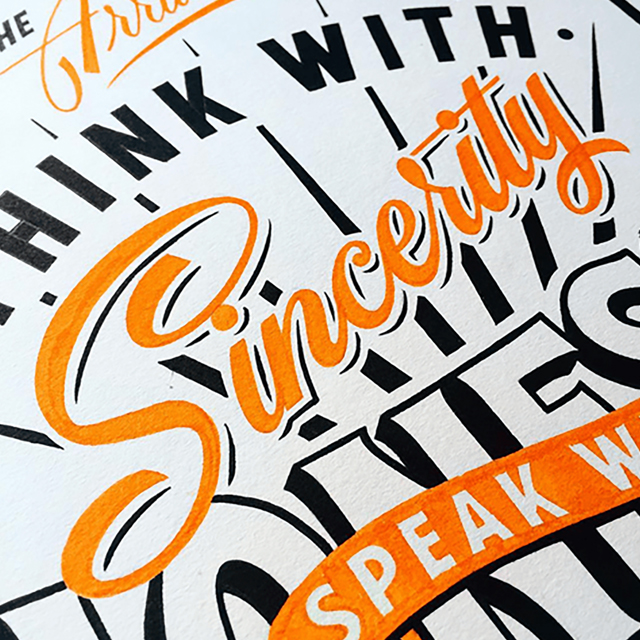 type research and inspiration orange and black cursive sincerity