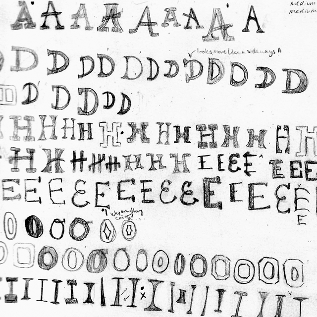 type sketches of a variety of different styles of letters